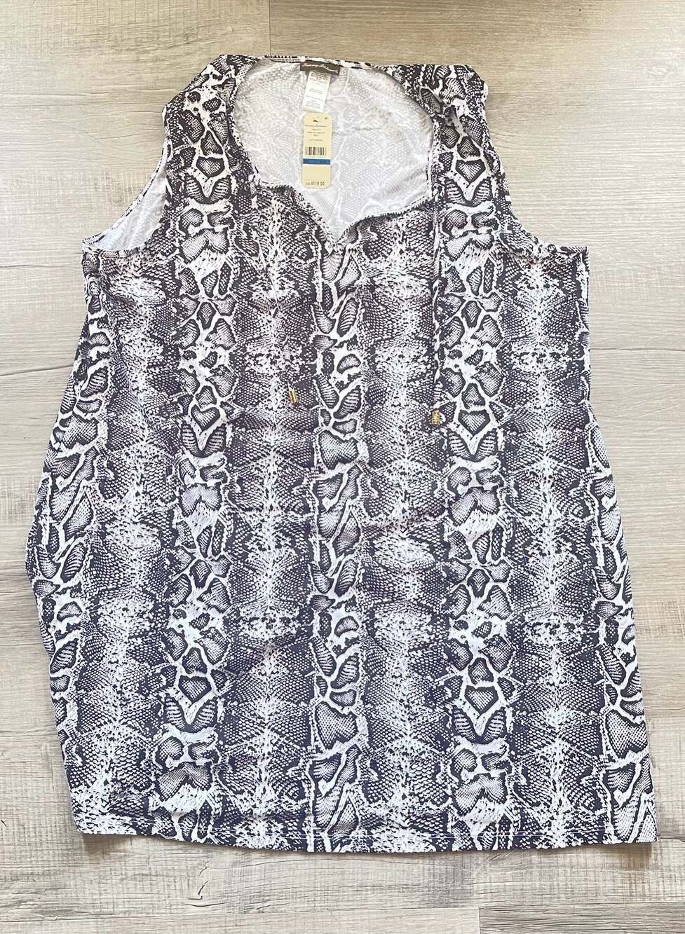 Tommy Bahama NWT Snake Split Neck Spa Dress Espresso Snake Skin Print XL
